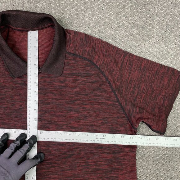 Lululemon Metal Vent Tech Polo Shirt Men's XXL Burgundy Red Golf Performance - Picture 8 of 10